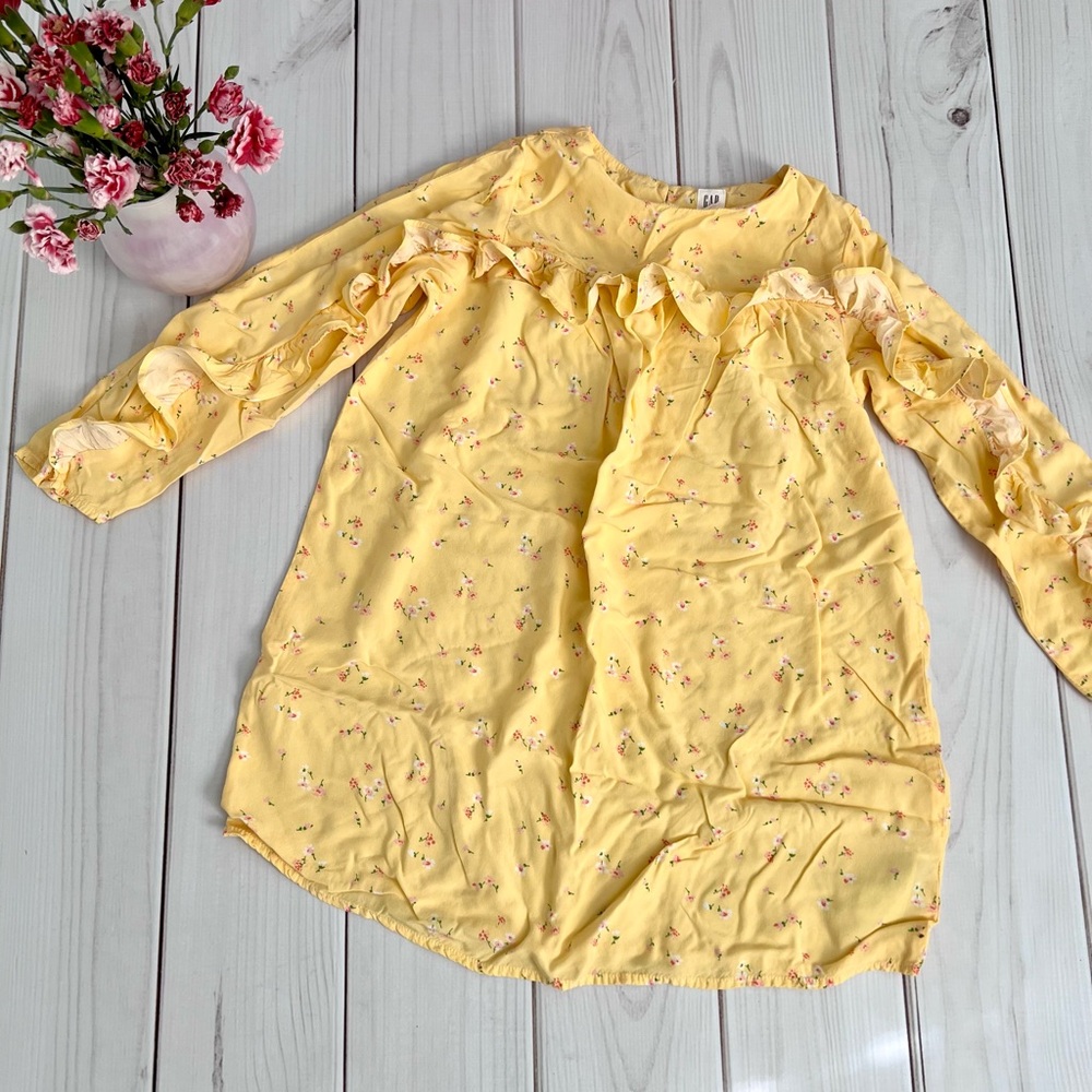 Gap Yellow Floral Dress Long Sleeves